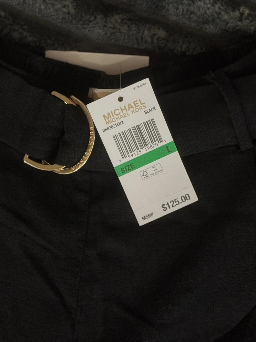 Michael Kors Black Cropped Flat-Front Capris with Gold D-Ring